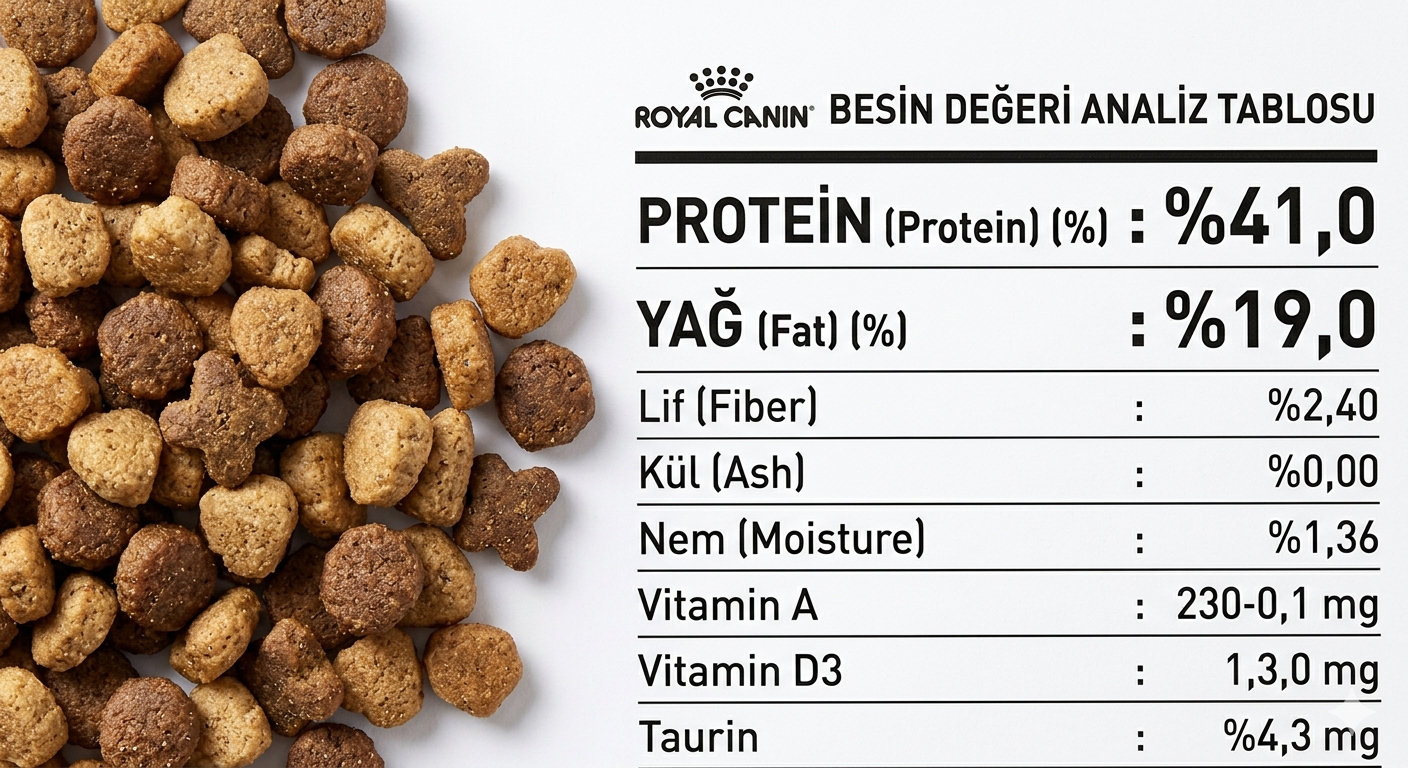 Comparison chart showing different cat food brands with price bars and protein percentage indicators, infographic style with Turkish lira symbols